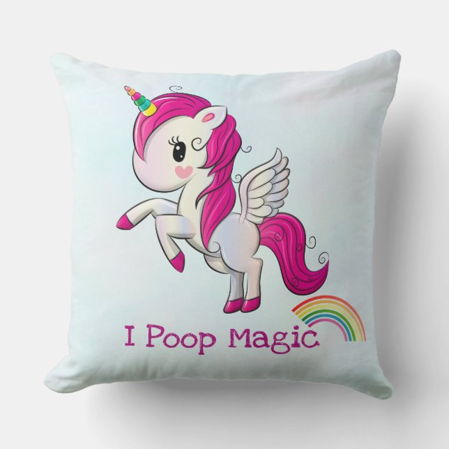 Coussin I Poop Magic Funny Unicorne Dit (Recto)