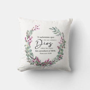 Coussin I sabemos que a los que aman a Dios Throw Pillow