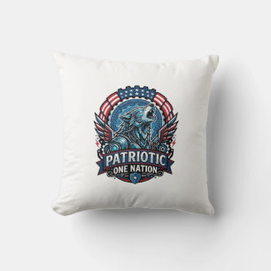 Coussin IA patriotique Liberté Loup Cyberpunk Avenir Liber