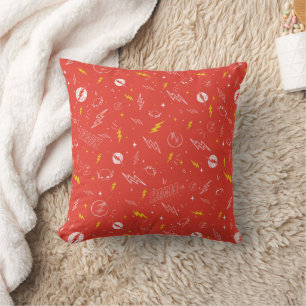 Coussin Icône de la foudre Flash et motif doodle