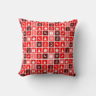 Coussin Icône de Noël Carrés Rouges Art de Fête Classique