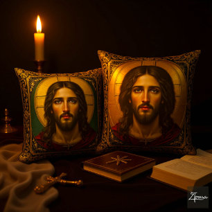 Coussin Icône sacrée émeraude - Jésus