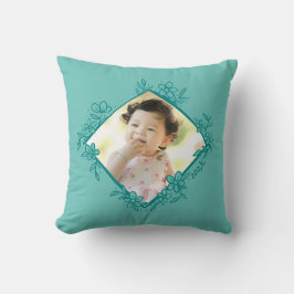 Coussin Idée cadeau photo - Citation florale Turquoise ore