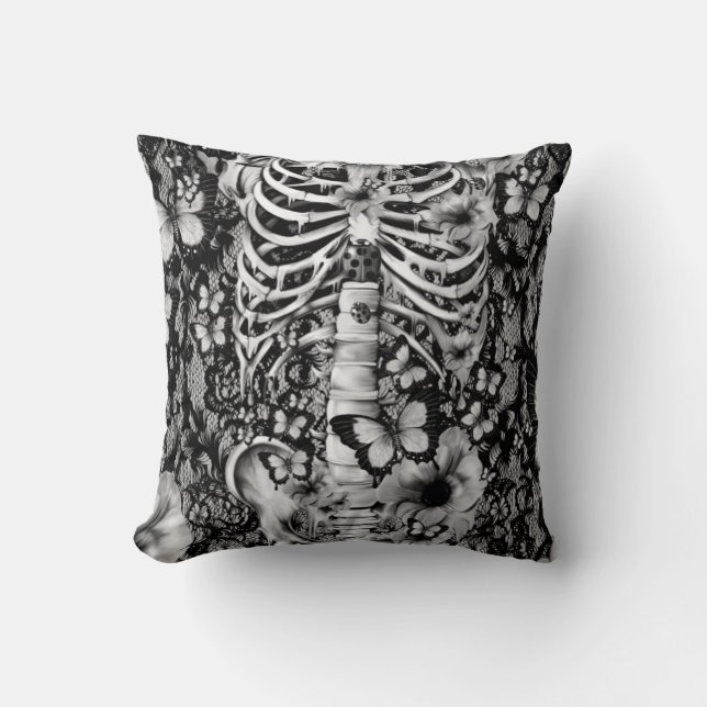 Coussin Idiot idiopathique, squelette de dentelle (Recto)