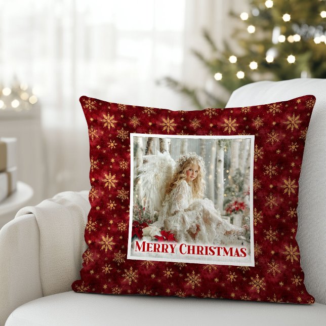 Coussin Idyllic Victorian Angel Red and Gold Gift Pillow (Idyllic Victorian Angel Red and Gold Gift Pillow)