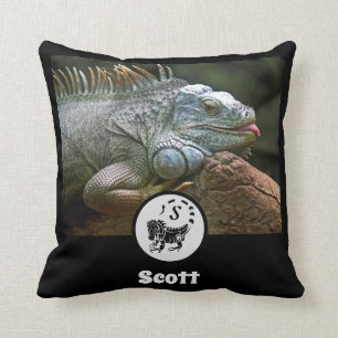 Coussin Iguana Sauvage Silhouette Nom Balise Photo