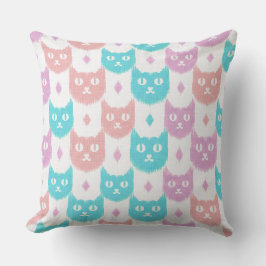 Coussin Ikat cat pastel pattern
