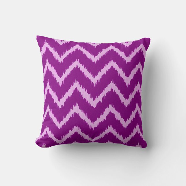 Coussin Ikat Chevrons - Améthyste violet et orchidée légèr (Recto)