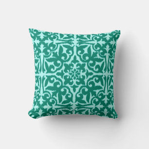 Coussin Ikat damask pattern - Turquoise et Aqua