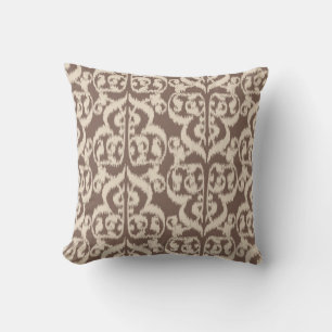 Coussin Ikat Moorish Damask - beige et taupe