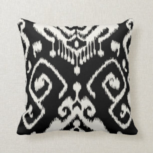 Coussin ikat noir et blanc chic moderne