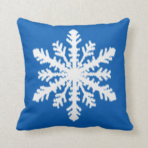 Coussin Ikat Snowflake - Cobalt bleu et blanc