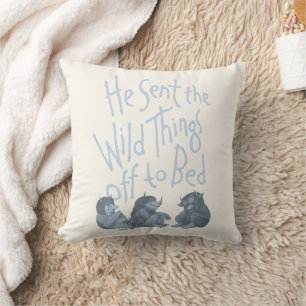 Coussin Il envoya les bêtes sauvages au lit - Bleu