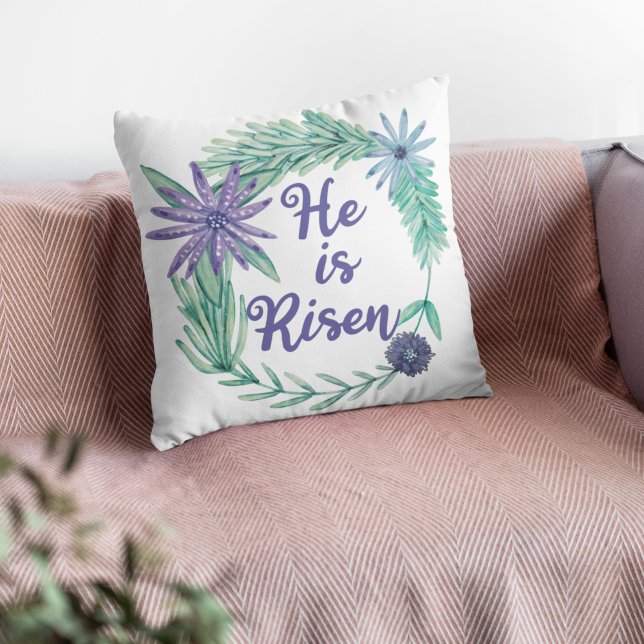 Coussin Il est ressuscité Religieux Pâques Floral (Créateur téléchargé)