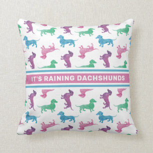 Coussin Il pleut des Dachshunds mignons Pastel Doxies