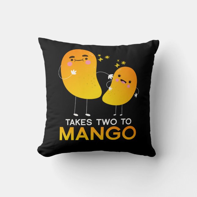 Coussin Il prend deux au tango de fruit de mangue (Recto)