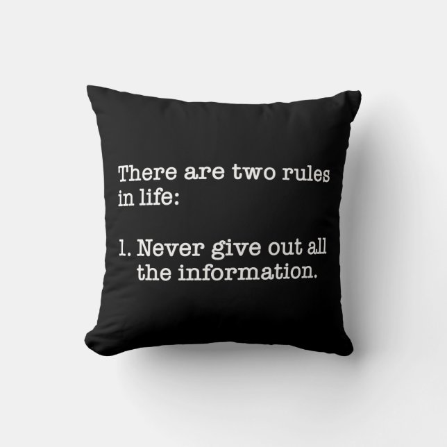 Coussin Il Y A Deux Règles Dans La Vie Dit Amusant (Recto)