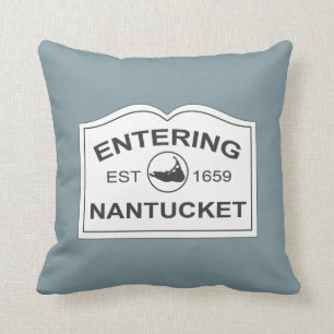 Coussin Île de Nantucket, est 1659 avec la carte dans le