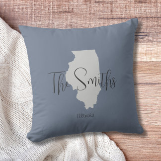 Coussin Illinois State Outline Nom de famille Pillow Pillo