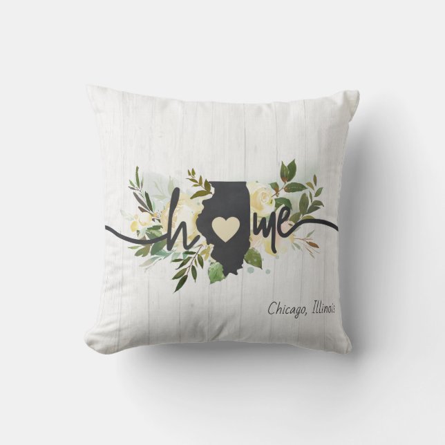 Coussin Illinois State Personnalisé Votre Maison Ville Rus (Recto)