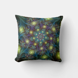 Coussin Illuminé Abstrait brillant Turquoise violet Fracta