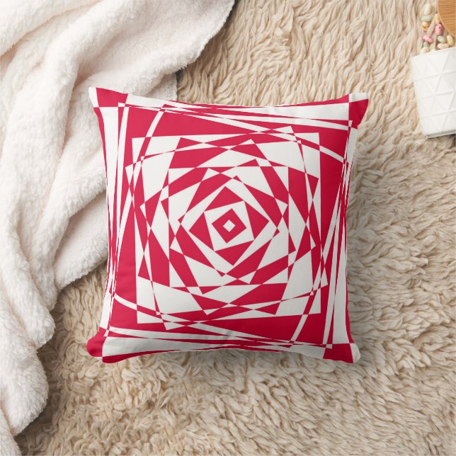 Coussin Illusion abstraite rouge blanc (Couverture)
