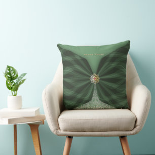 Coussin Illusion de textile vert botanique personnalisé