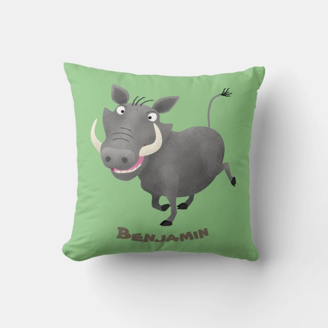 Coussin Illustration amusante d'un cochon de phacochère af (Recto)