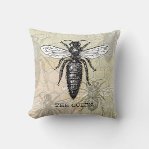 Coussin Illustration Antique d'Insecte de Bourdon Reine Ab