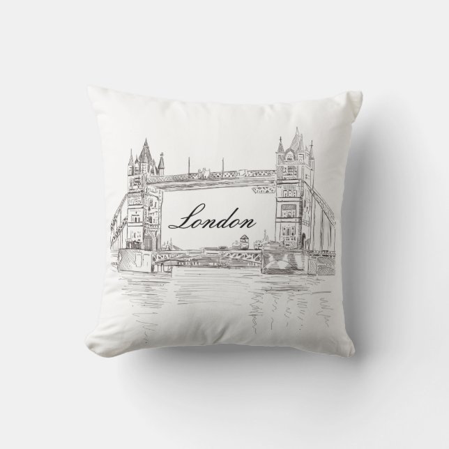 Coussin Illustration architecturale de London Bridge Grey  (Recto)
