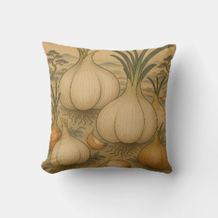 Coussin Illustration botanique d'oignon vintage