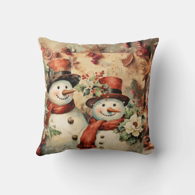 Coussin Illustration Christmas Snowmen (Verso)