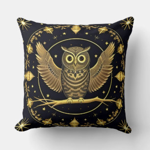 Coussin Illustration complexe de hibou nocturne
