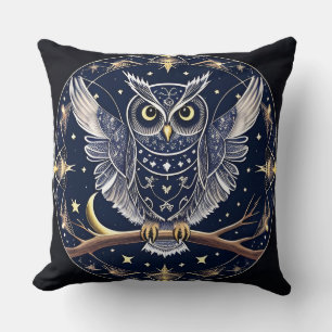 Coussin Illustration complexe de hibou nocturne