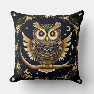 Coussin Illustration complexe de hibou nocturne