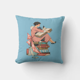 Coussin Illustration d'amateur de livres anciens qui lit