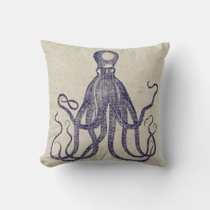 Coussin Illustration de biologie marine de la pieuvre vint