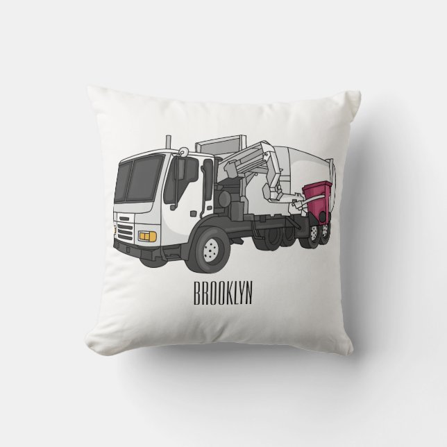 Coussin Illustration de camion à ordures (Recto)