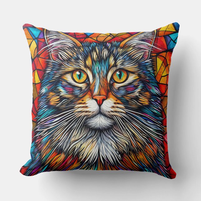 Coussin Illustration de chat abstrait (Recto)