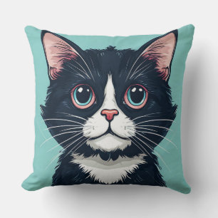 Coussin Illustration de chat noir mignon