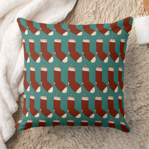 Coussin Illustration de chaussettes de Noël.