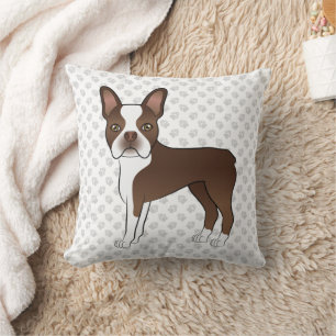 Coussin Illustration de chien de dessin animé Boston Terri