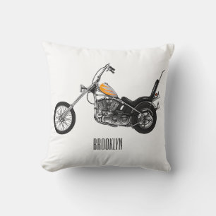 Coussin Illustration de Chopper Motorcycle 1950