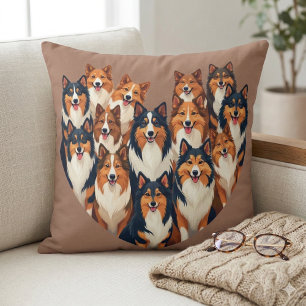 Coussin Illustration de cœur de Sheltie Shetland Sheepdog