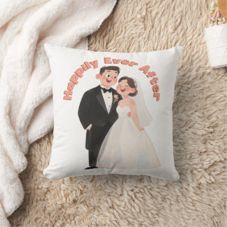 Coussin Illustration de couple de mariage Heureux Pour Tou