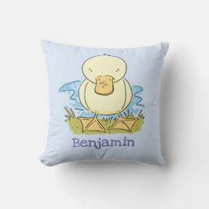 Coussin Illustration de dessin adorable de canard jaune po