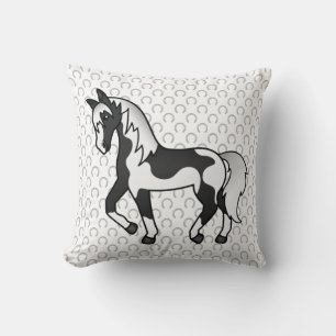 Coussin Illustration de dessin animé de cheval trotteur Pi