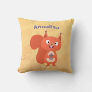 Coussin Illustration de dessin animé d'un écureuil roux mi