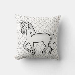 Coussin Illustration de dessin animé mignon de cheval trot