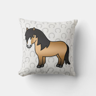Coussin Illustration de dessin animé mignon de poney Shetl